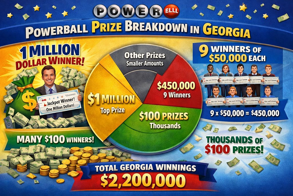 "Queue of people buying Powerball tickets at a gas station, night lighting, excitement and hopeful expressions,