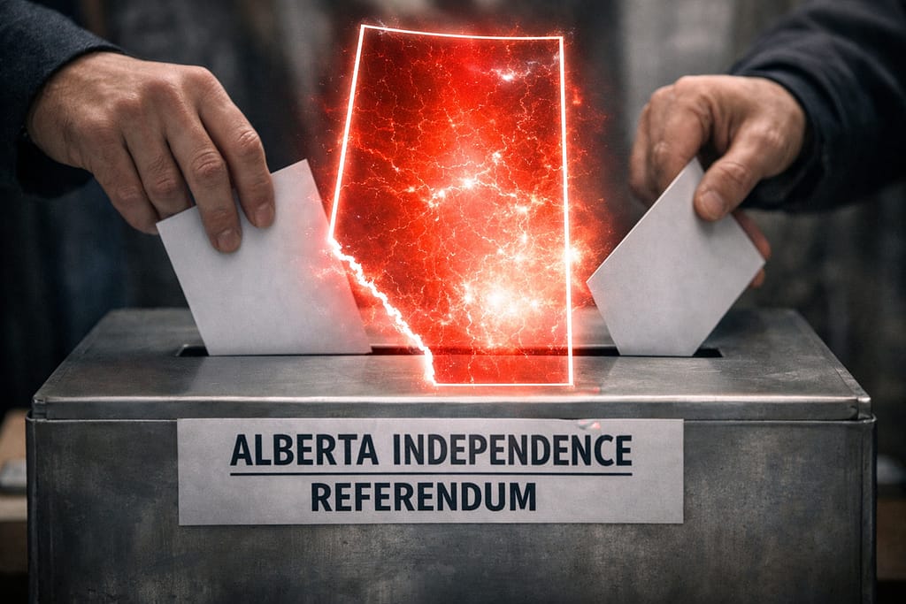 Symbolic image of a proposed Alberta independence referendum.