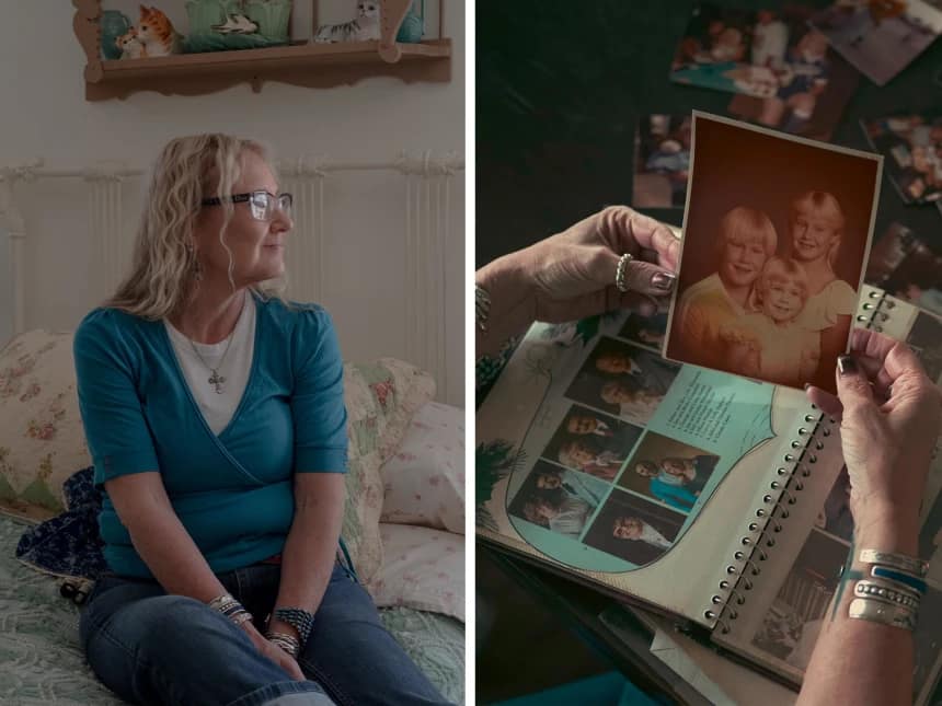 Kerri Jackson, pictured in her childhood bedroom, says Campbell molested her once to twice a week for three years starting when she was about 9. At right, Jackson with her brother and younger sister.